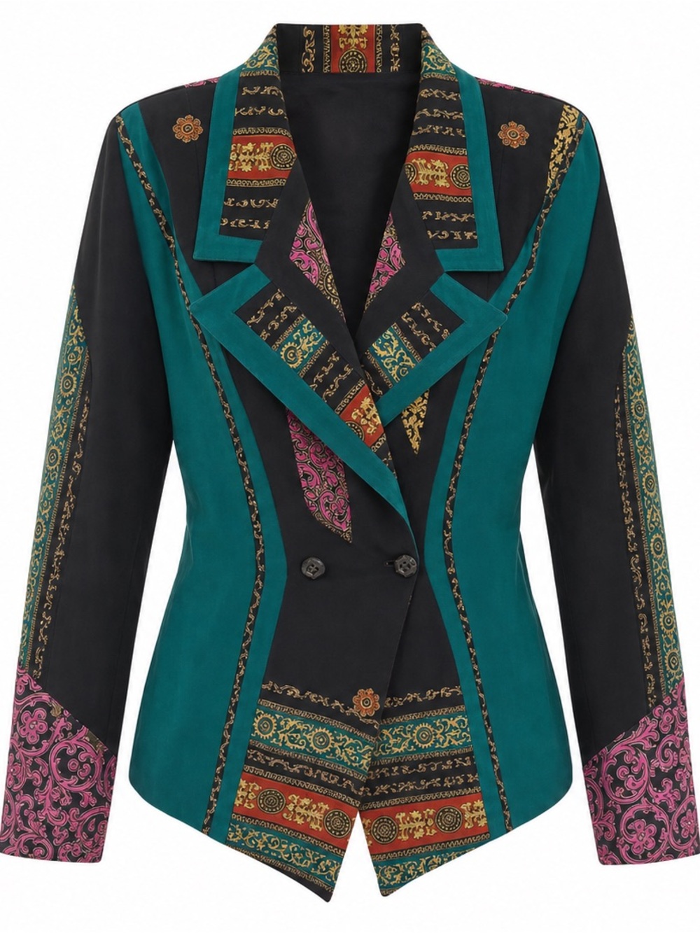 Vintage IIF Boho Print Structured Blazer